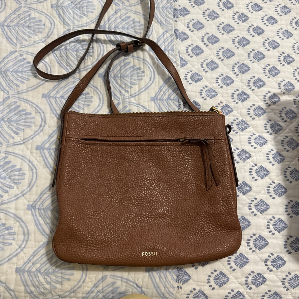 Fossil Chestnut Leather Shoulder Bag